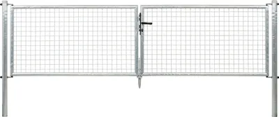 Produktbild von Alberts Wellengitter-Doppeltor mit Zubehör, Breite 300 cm, Höhe 75 cm, feuerverzinkt, zum Einbetonieren, Pfostentärke 60 mm
