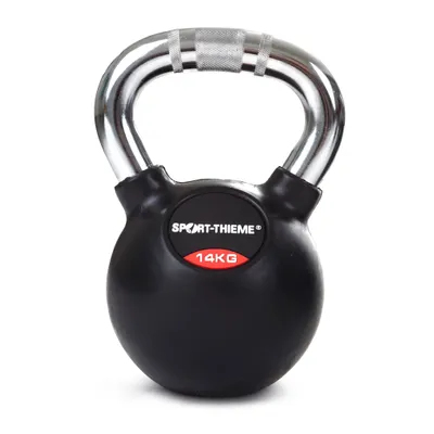 Produktbild von Sport-Thieme Kettlebell "Gummiert mit gerändeltem Chrom-Griff", 14 kg