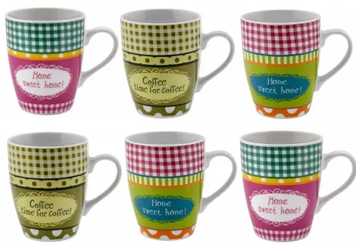 Productafbeelding van Cosy & Trendy Mokken Set van 6 – 300 ml – Home Sweet Home! & Time for Coffee!
