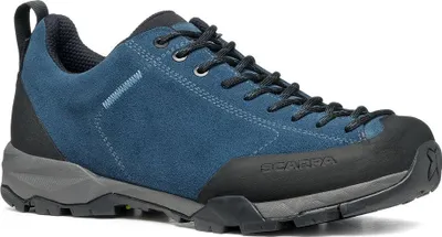 Mojito Trail GTX Wanderschuhe von Scarpa in Blau mit Schnürung und Gummisohle.