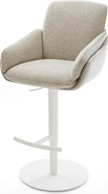 Produktbild von DELIFE Barstuhl Luan-Flex Webstoff Soft Beige Drehfuß höhenverstellbar Metall Weiß