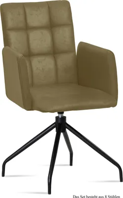 Produktbild von Armlehnstuhl drehbar (8er-Set) Dollie 52x91x60 Schwarz/Olivgrün