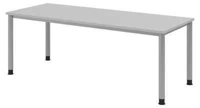 Produktbild von bümö Schreibtisch Serie-H - Gestell: Silber, Nachbildung: Grau, Größe:  200 x 80 cm