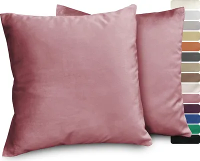 Produktbild von Samt Kissenhüllen 2er Set, Premium Kissenbezug, Sofa- und Dekokissen, Größe und Farbe wählbar,Altrosa,50x50cm