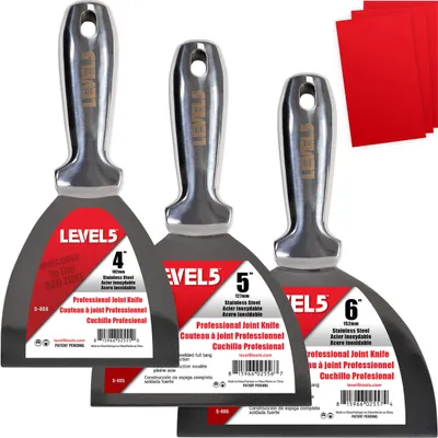 Produktbild von LEVEL5 Spachtel Set 3 Stück Geschweißt Fugenmesser Edelstahl Malerspachtel 5-653