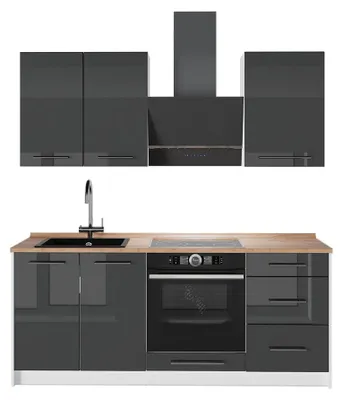 Obrázek produktu pro Jednotková kuchyně Vicco Fame-Line Antracitový vysoký lesk/Bílá 190 cm, PD Dub, Model 64904