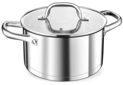 Image de Casserole en acier inoxydable avec couvercle en verre, 20 cm