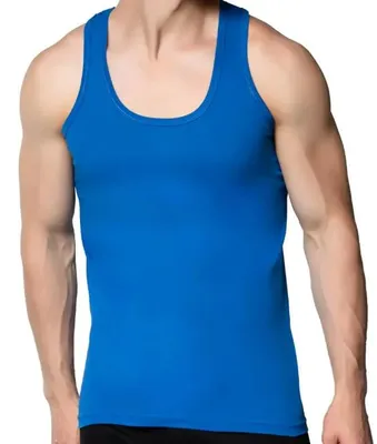 Produktbild von 12 Pack Herren Unterhemden Feinripp Tank Top Achselhemd Blau Größe L %100 Baumwolle K-87