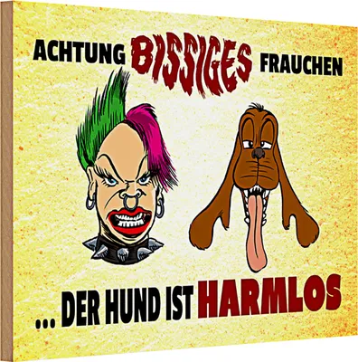 Produktbild von Holzschild Spruch 30x20cm Achtung bissiges Frauchen Hund
