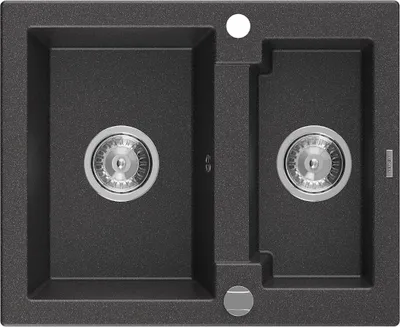 Immagine prodotto di Mexen Carlos lavello in granito 1,5 vasche 582 x 475 mm, nero maculato, sifone cromato - 6518581500-76
