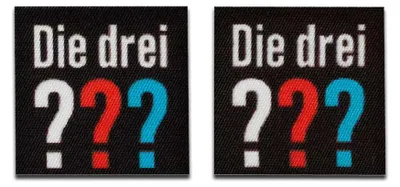 Produktbild von Die Drei ??? Logo Set - Aufnäher, Bügelbild, Aufbügler, Applikationen, Patches, Flicken, zum aufbügeln, Größe: 2,9 x 2,9 cm