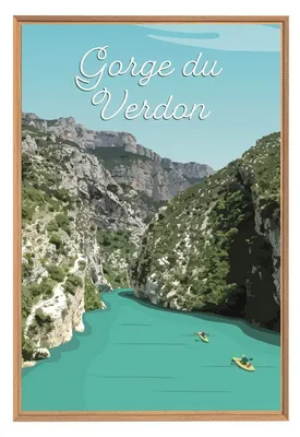 Image de Tableau mural encadré illustration Gorges du Verdon 65x97 cm, Tableau mural moderne pour décoration intérieure