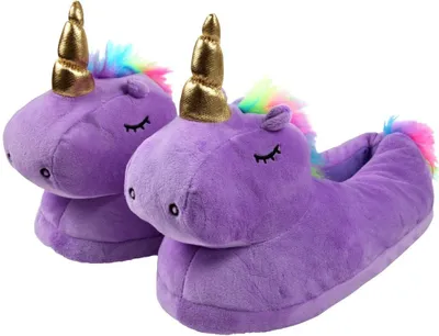 Produktbild von Zolta Plüsch Hausschuhe  - Pantoffeln Damen mit Tiere - Flauschige kuschel Slippers - Lustige warme Puschen für Winter - ONE SIZE  36-41 - Einhorn Lila