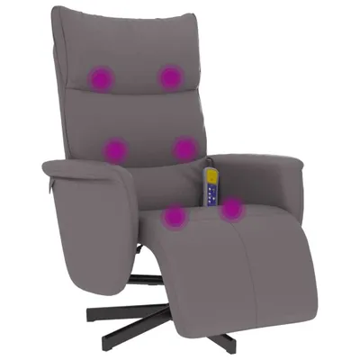 Image de Fauteuil inclinable de massage repose-pieds gris similicuir