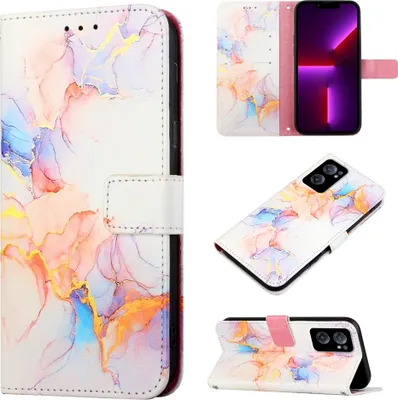 Produktbild von OnePlus Nord CE 2 5G Hülle, Marmor Motiv Kunstleder Tasche Wallet Kartenfächer mit Standfunktion Klapp Schutzhülle für OnePlus Nord CE 2 5G Bunt