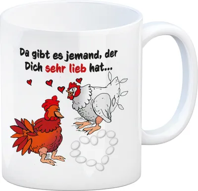 Produktbild von Da gibt es jemand, der dich sehr lieb hat Kaffeebecher mit Hühnern