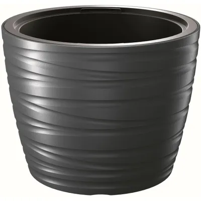 Produktbild von Blumentopf Maze - Pflanzentopf Pflanzgefäß Rund Kunststoff 475 mm Farbe Anthrazit
