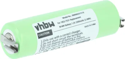 Produktbild von vhbw Akku kompatibel mit Moser Easy Style Contura HS40, Contura HS61, 1881, Tonde Eco S, ECO XS Profi, Profi XS Rasierer (2000 mAh, 1,2 V, NiMH)