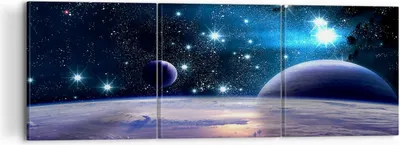 Produktbild von Bild auf Leinwand - Leinwandbild - Kosmos Planet - 120x40cm - Wand Bild - Wanddeko - Wandbilder - Leinwanddruck - Bilder - Kunstdruck - Wanddekoration - Leinwand bilder - Wandkunst - CA120x40-3575