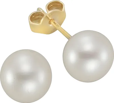 Produktbild von V Ohrstecker 585/- Gold 0,9cm gelb Perle weiß 360320083-1