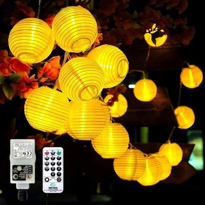 Zdjęcie produktu dla Łańcuch świetlny 5 m, 20 diod LED, z timerem i pilotem, do dekoracji wewnątrz i na zewnątrz, ciepła świąteczna atmosfera