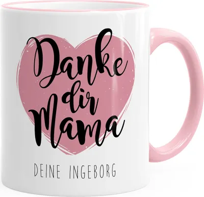 Produktbild von Kaffee-Tasse Geschenk zum Muttertag personalisiert Danke dir Mama MoonWorks® rosa unisize