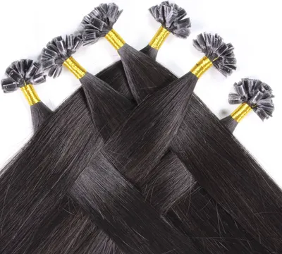 Produktbild von hair2heart Premium Extensions Echthaar Bondings Rohhaar glatt - 25 Strähnen 1g 60cm 4/0 mittelbraun