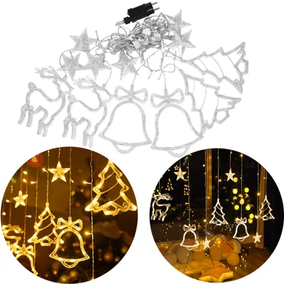 Productafbeelding van VA-Cerulean 138 LED kerstverlichting, warmwit, met 8 modi en geheugenfunctie, feestelijke decoratie voor ramen, kamers en feesten