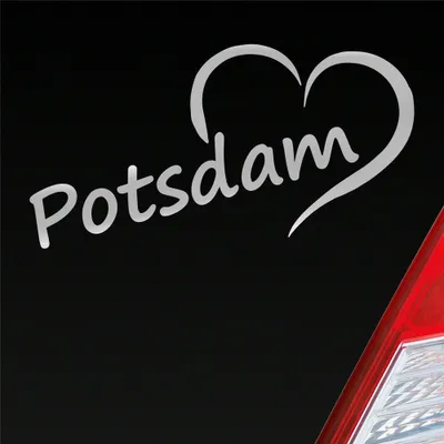 Produktbild von Auto Aufkleber Potsdam Herz Stadt City Love Liebe Heimat 16x8 cm Silber Sticker Heckscheibenaufkleber