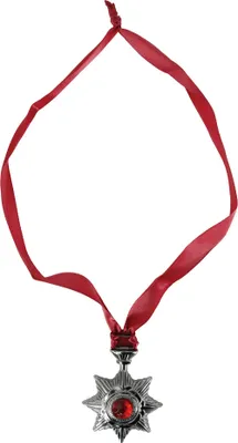 Image de Vampire Amulette Collier Halloween Rouge Accessoire créatif Mode Bijoux effrayants Eléments féeriques Style mystérieux, Couleur : Argent / Rouge
