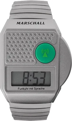 Produktbild von Marschall Funkuhr ■  TALKING WATCH | Blindenuhr > silbern/türkis