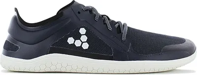 A side view of a blue VIVOBAREFOOT Primus Lite III M men's barefoot shoe.