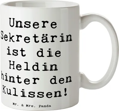 Produktbild von Mr. & Mrs. Panda Teetasse Spruch Sekretärin Heldin - Weiß - Geschenk, Wertschätzung Büro, Kaffeetasse, Tasse, Danke sagen, Bedanken, Dankeschön, Aufmerksamkeit, Pott, im