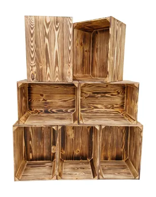 A stack of wooden crates against a white background.