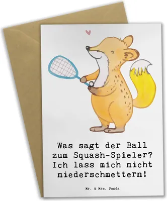 Produktbild von Mr. & Mrs. Panda Grußkarte Squash Humor - Weiß - Geschenk, Bewegung, Teamsport, Sportart, hochzeitskarten, Ballspiel, valentinstagskarte, Energie, Kondition, Sport