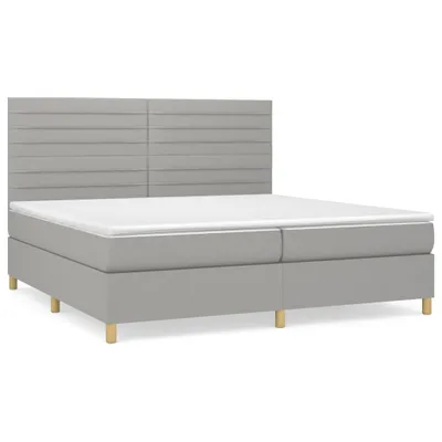 Image de vidaXL Lit boxspring avec matelas gris clair 200x200 cm Tissu
