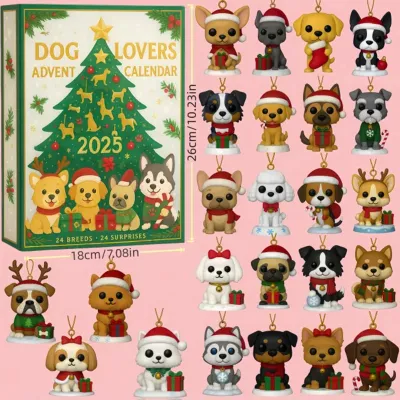 Produktbild von Adventskalender für Hundeliebhaber, Weihnachts-Countdown-Kalender für Hunde mit 24 Hunderassen, Überraschungsgeschenkset zum Thema Welpen