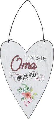 Produktbild von Clayre & Eef Textschild 12x18 cm Weiß Eisen Herzförmig