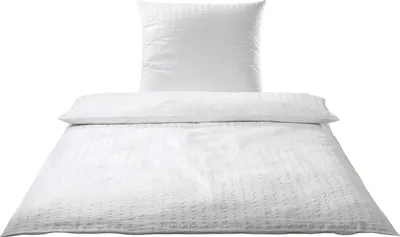 Produktbild von Elegante Seersucker Bettwäsche-Garnitur  Chelsea 7013 Farbe Weiss Größe 155x200+80x80cm