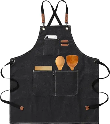 Produktbild von Unisex-Arbeitsschürze – 3 Taschen – verstellbarer Riemen – zum Kochen/Malen/Töpfern