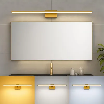 Produktbild von Braytron LED 12 Watt 60 Spiegelleuchte Badlampe 3CCT IP44 900 Lumen Wandlampe gold