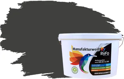 Produktbild von RyFo Colors Bunte Wandfarbe Manufakturweiß Anthrazitgrau 10l - weitere Grau Farbtöne und Größen erhältlich, Deckkraft Klasse 1, Nassabrieb Klasse 1