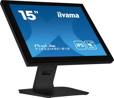 Image de iiyama 38,10cm (15") PCAP Bezel Free Front, 10P Touch, 1024x768, Speakers, VGA, DisplayPort, HDMI,330cd/m2 (with touch), USB Interface, Built-In Power Adapter, Multitouch with supported OS (T1532MSC-B1S)