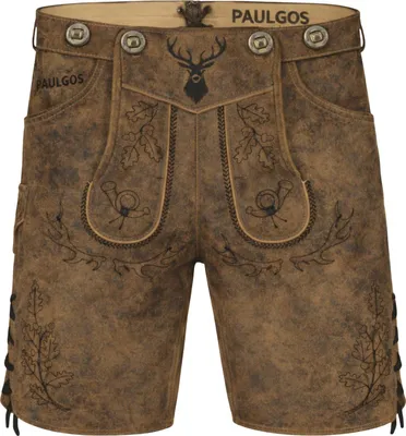 Immagine prodotto di Pantaloni corti in pelle tradizionale da uomo PAULGOS - HK5 ANTIK - vera pelle - disponibili in 3 colori - misura 44 - 60