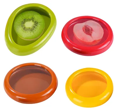 4er-Set Silikon Obstaufbewahrungsbehälter, Frischhaltedosen, transparent