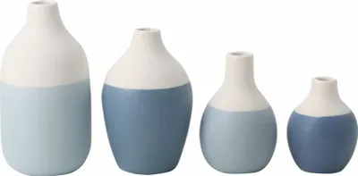 Produktbild von Räder Mini Flaschenvasen blau 4er Set 5-8,5x3,5-4,5cm