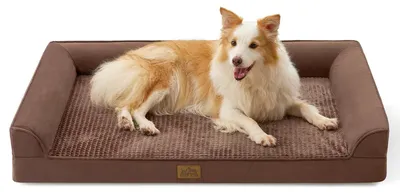Orthopädisches Hundebett XL, 112x81x18 cm, U-Form, waschbar, braun