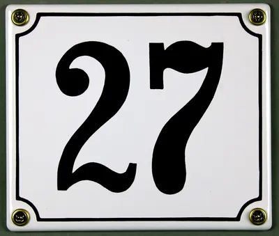 Produktbild von Hausnummernschild 27 weiß 12x14 cm Schild Emaille Hausnummer Haus Nummer Zahl Ziffe
