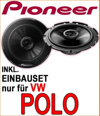 Produktbild von Lautsprecher - Pioneer TS-G1720F - 16,5cm 2-Wege 300 Watt Koax Einbauset passend für VW Polo 9N & 9N3 - justSOUND
