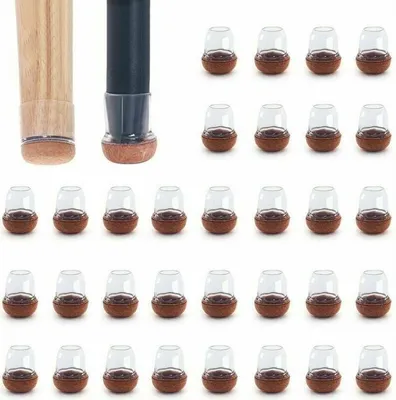 Produktbild von Set mit 32 transparenten Silikon-Schutzkappen für Stuhlbeine, Durchmesser 14–19 mm